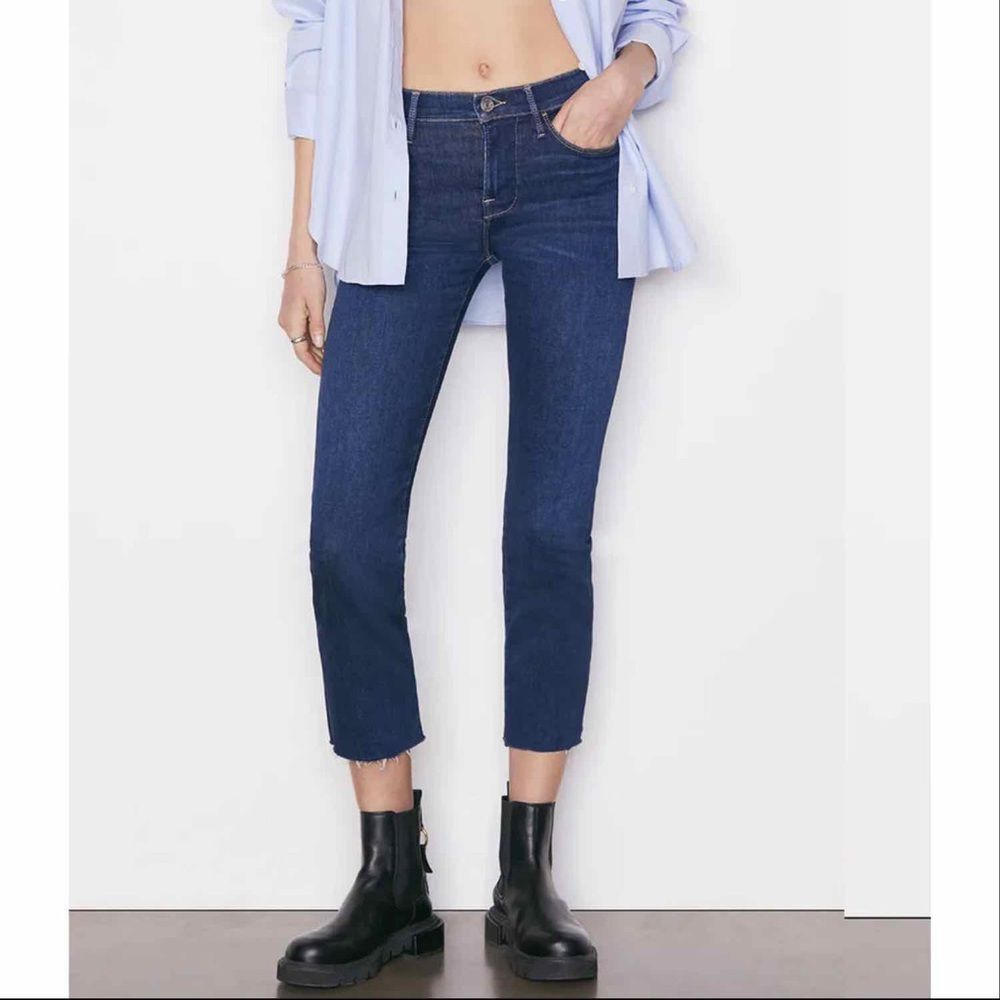 Frame Le High Straight Leg Distressed Jeans